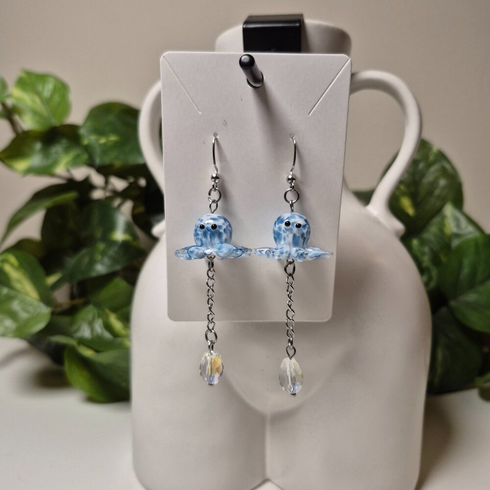 Adorable Glass Octopus Earrings | Handmade - Picture 1 of 6